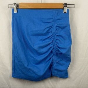 Zara Women’s High Waisted Ruched Rib Mini Blue Stretchy Skirt Size Small